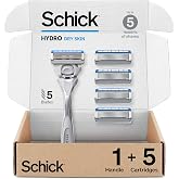 Schick Hydro Advanced Hydration 5-Blade Razors for Men 1 Handle &amp; 5 Refills | 5-blade mens razors for shaving, 7 gel pools for 2-hour moisture, Protective skin guards, Flip-back precision edging tool