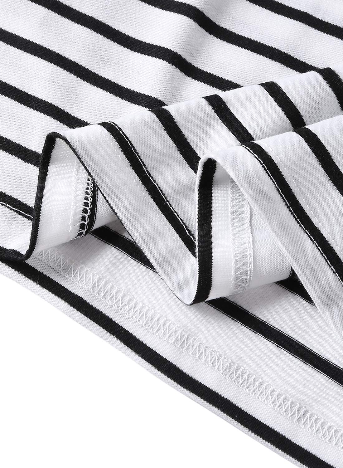 Blooming Jelly Women\'s Long Sleeve Plaid Striped Shirt Color Block Round Neck Top Tee (L, Stripe)