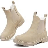 Womens Winter Chelsea Boots Warm Faux Fur Lined Chunky Lug Ankle Booties | Slip-On Design Features Elastic Side Panels A Platform Sole And Round Toe For Commuting Shopping And Travel