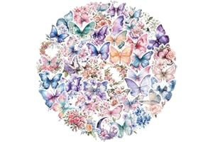 50 Pcs Butterfly Stickers Set – Elegant Floral and Butterfly Designs for Laptops, Water Bottles, Notebooks