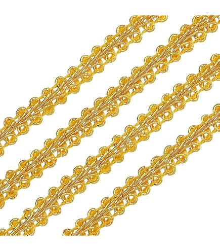 FINGERINSPIRE Ruban En Dentelle Tressée Métallique Avec Motif Floral Doré 18 Mm X 1 Mm Pour Mariage, Costume Ou Bijoux, Travaux Manuels Et Couture 13,7 M
