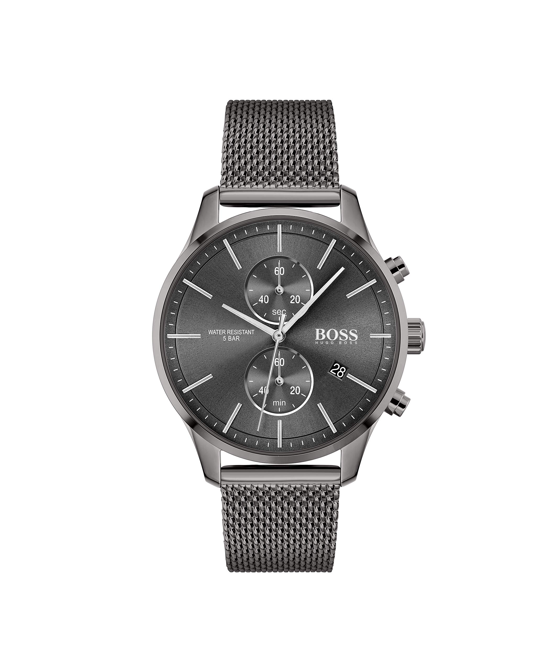 BOSS Chronograph Quartz Watch for Men with Grey Stainless Steel mesh Bracelet - 1513870