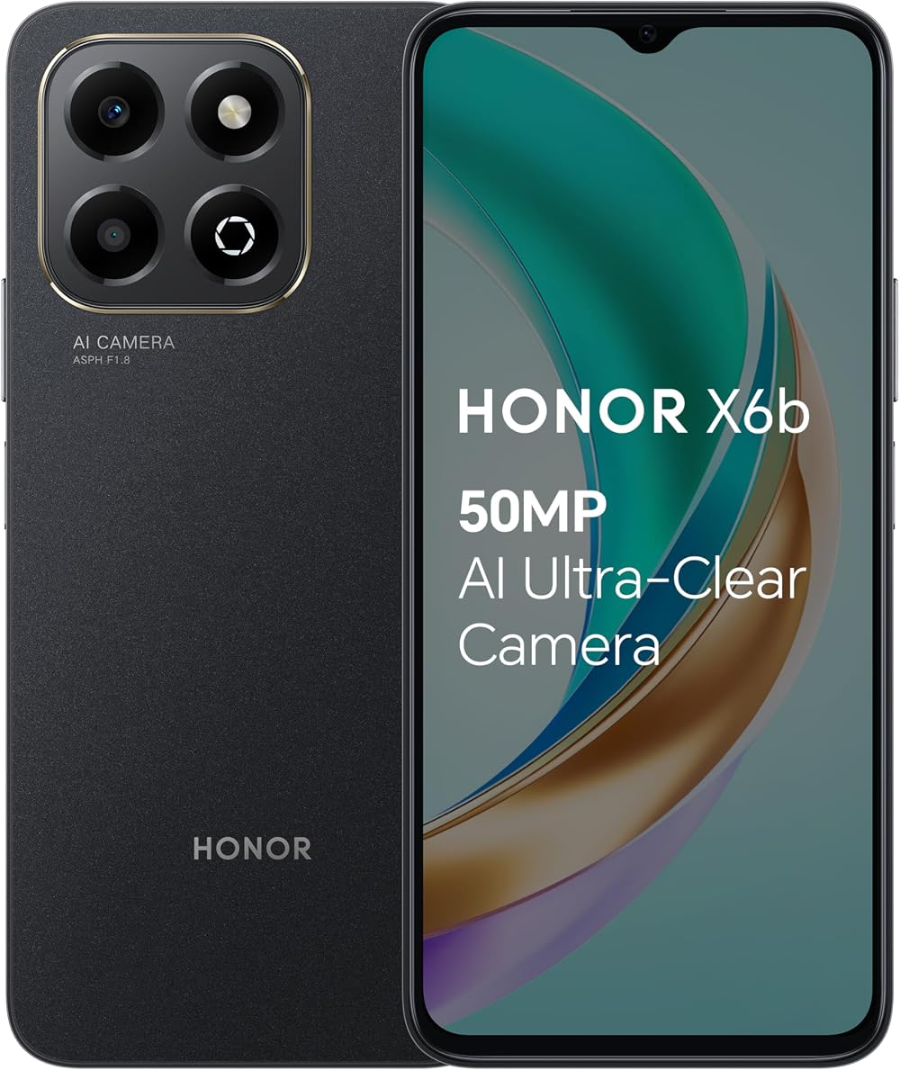 HONOR X6b Unlocked 6.56" 90Hz 4GB/128GB 5200mAh 50MP Triple Camera Midnight