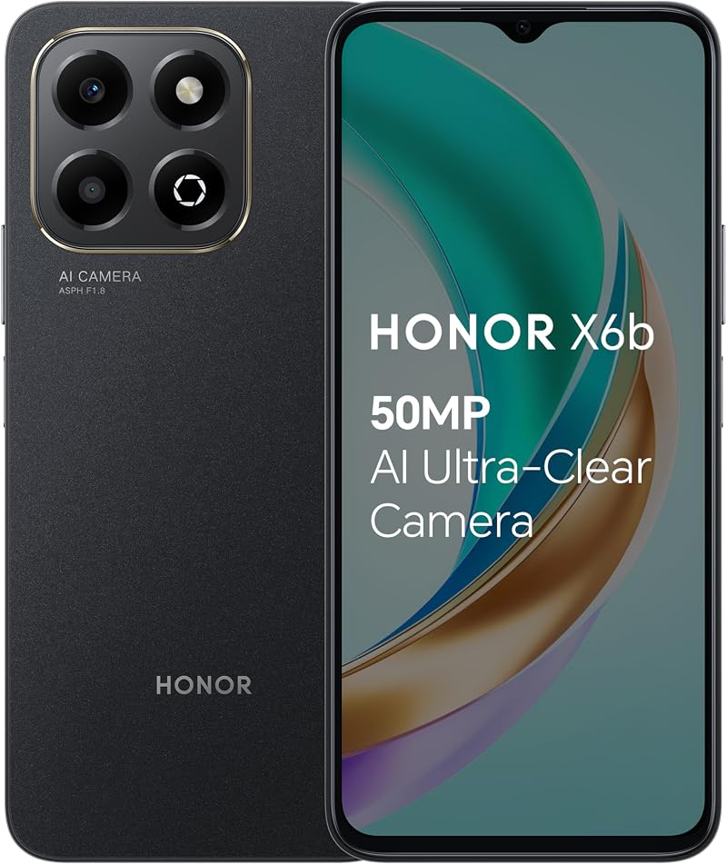 HONOR X6b Unlocked 6.56" 90Hz 4GB/128GB 5200mAh 50MP Triple Camera Midnight
