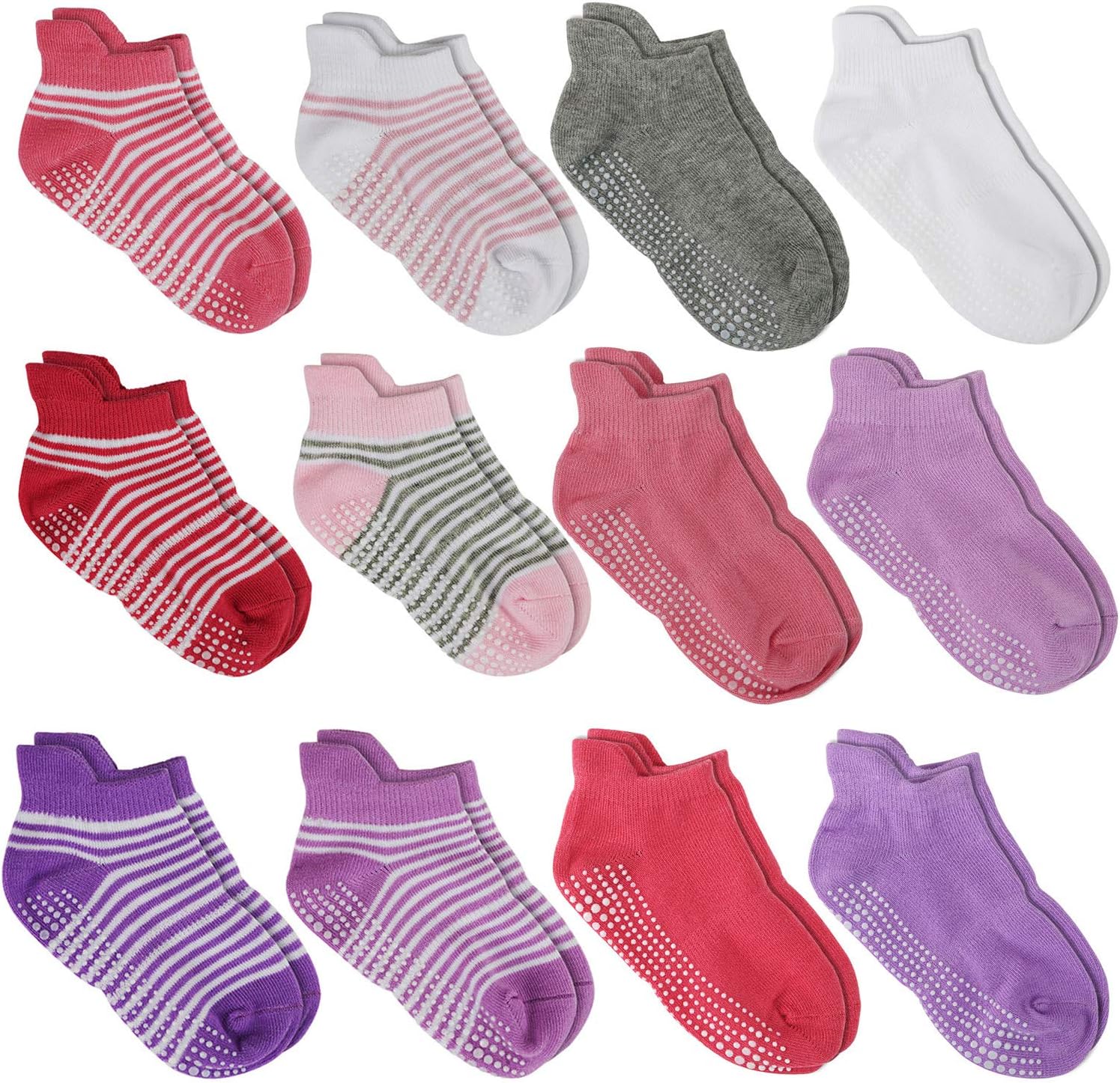 Aminson Anti Slip Non Skid Ankle Socks With Grips for Baby Toddler Kids Boys Girls