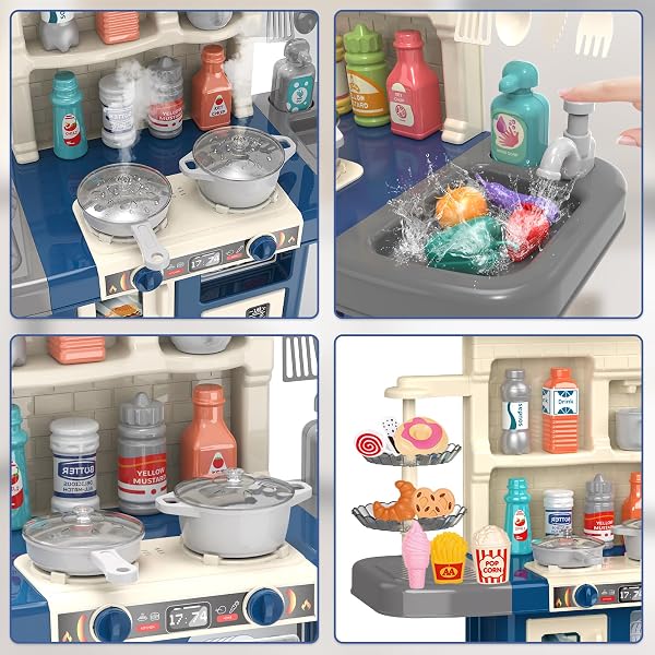 DOLOOWEE KIDS KITCHEN PLAYSET – KITCHEN TOY FOR TODDLERS 3-5 WITH 40+ ACCESSORIES, TOY KITCHEN SET FOR KIDS AGES 4-8, PRETEND TOY FOR KIDS GIRLS BOYS