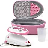 The Quilted Bear Premium Mini Steam Iron Pink with Hard Shell Case and Rest