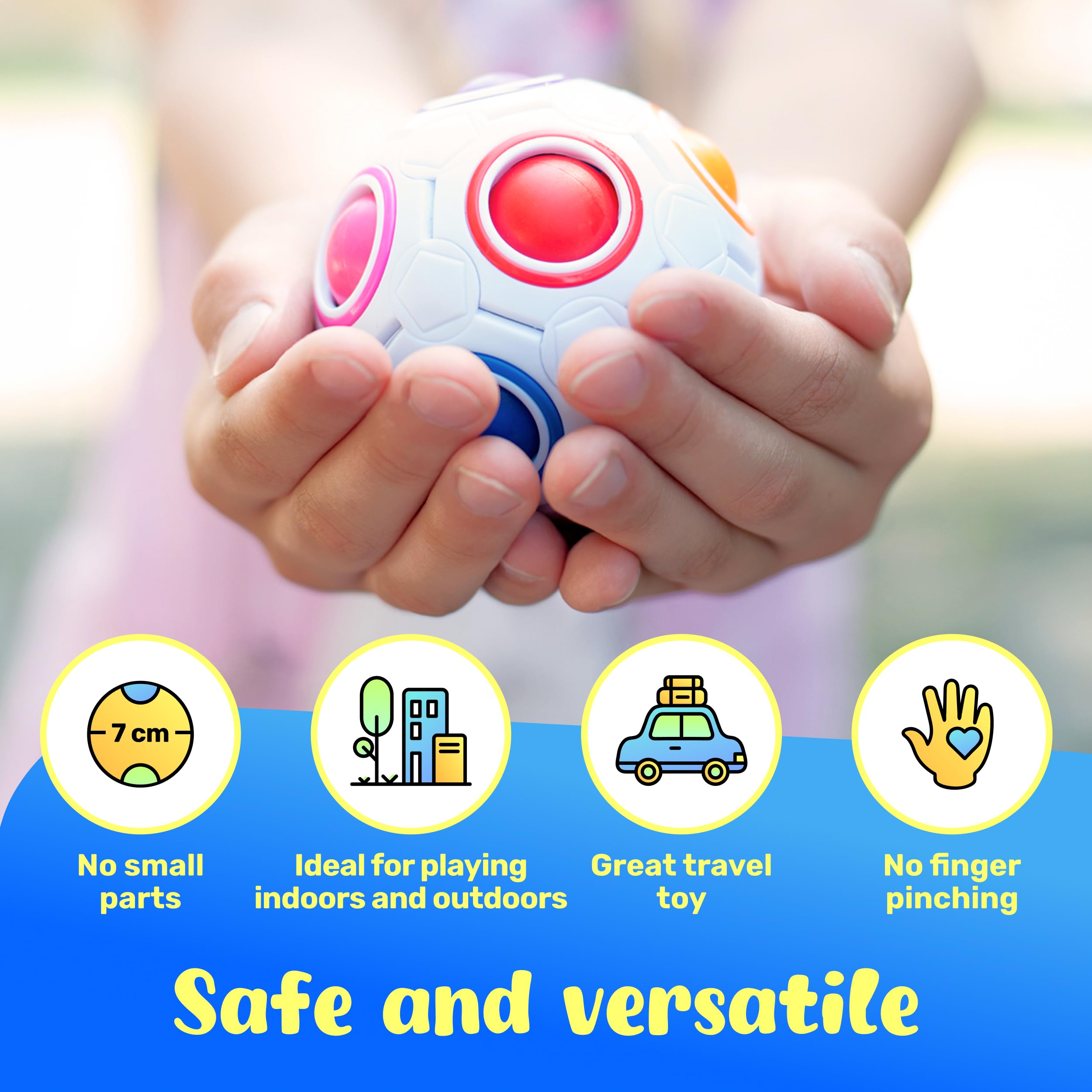 CUBIDI® Original Rainbow Puzzle Ball I Brain Teasers for Kids Ages 6-10 I for Boys and Girls 6+ Years I Travel Toy for Children | Fidget Ball Magic Ball