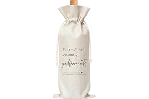 TEDEA Godparents Wine Gift Bag, Wine Bag for Godparent Proposal, Godfather, Godmother, Baptism, Auntie, Uncle, 1 Pc Burlap Wine Bottle Cover Bag (a01)
