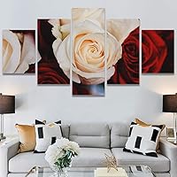 SIGNWIN 5 Panel Canvas Wall Art Modern Art Bohemian Bouquet Colorful Cool Floral Group Multicolor Photography Realism for Home Decorations Ready to Hang - 60