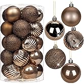 2.36" Bronze Christmas Balls Ornaments 25 Pcs Shatterproof Christmas Ornaments Set Matte Mini Bronze Ornament for Xmas Tree Halloween Holiday Party