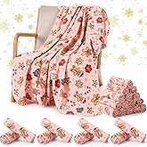 HunnmingRe 24 Pcs Christmas Throw Blanket Xmas Fleece Throw Blanket Bulk Warm Soft Lightweight Gingerbread or Tree Fleece Blankets for Bed Sofa Couch Pet Holiday Decoration Gift 50 x 60 Inch (Stylish)