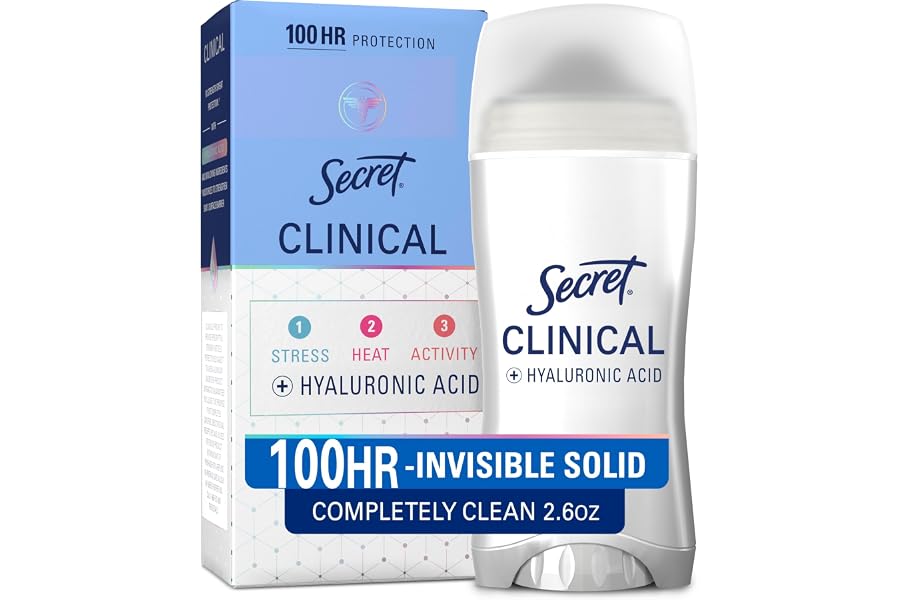 Secret Clinical Antiperspirant Deodorant for Women, Completely Clean 2.6 oz | 100HR Sweat & Odor Protection | Invisible Solid | Fights 3 Types of Sweat | Pro-Hyaluronic Acid & pH Balancing | Cruelty-Free