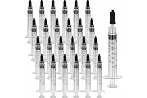 OMAWRF 30 Pack 2.5 mL Plastic Syringe Sterile Individual Wrap(No Needle),Luer Lock Syringes with Cap, Measurement for Scientific Labs,Measuring Liquids,Pet Feeding,Oil or Glue Applicator(2.5 ML, Plastic)