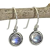 Stone sterling silver 925 dangle earrings, Natural stone earrings, Lightweight earrings