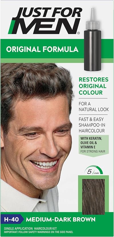 Just For Men Original Formula Hair Dye H40 Medium Dark Brown 2-in-1 Duo