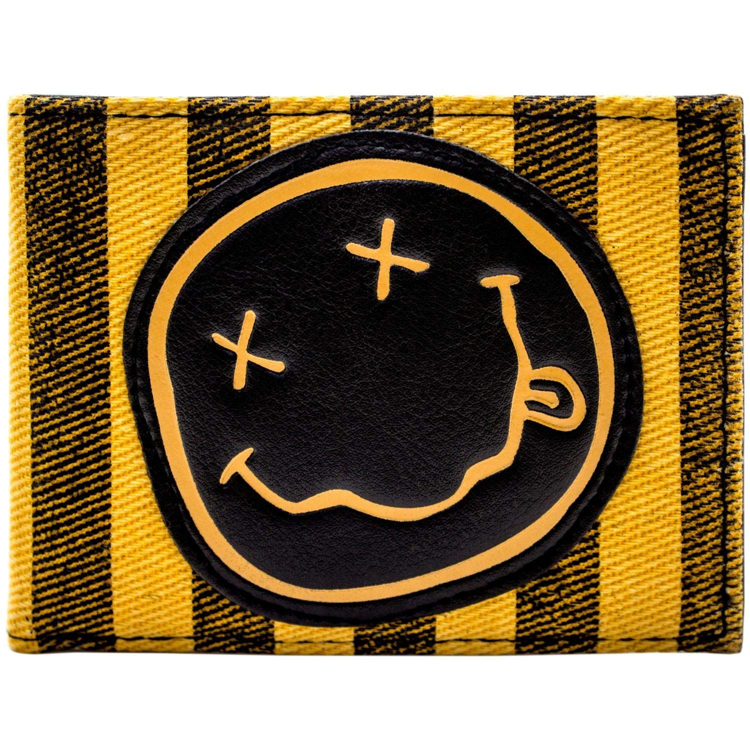 Nirvana Nevermind Grunge Smiley Rock Band Emblem Wallet Bi-Fold ID & Card Holder, Orange
