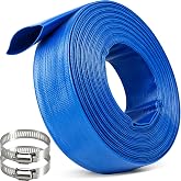 2 IN x 30FT Pool Backwash Hose Heavy Duty Pool Drain Hose with 2 Clamps, Weatherproof Burst Resistant for Sump Pump Discharge, Inground Draining