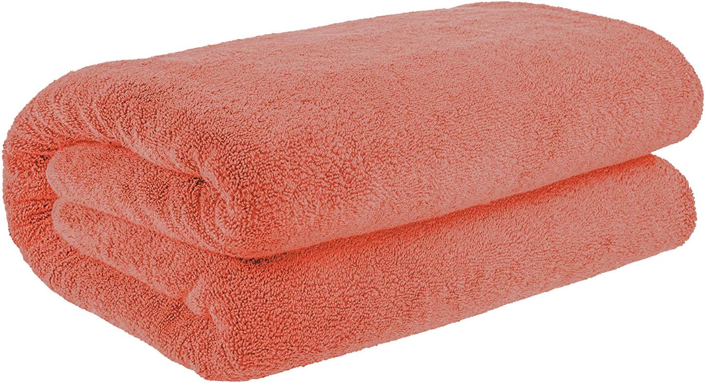 40x80 Inches Jumbo Size, Thick & Large 650 GSM Genuine Ringspun Cotton Bath Sheet, Luxury Hotel & Spa Quality, Absorbent & Soft Decorative Kitchen & Bathroom Turkish Towels, Coral