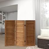 SOFE Short Privacy Screen, 2.6 Ft Shutters Folding Room Dividers 3 Panel | Wood Room Partitions and Dividers Freestanding, Farmhouse Foldable Wall for Home Bedroom Office