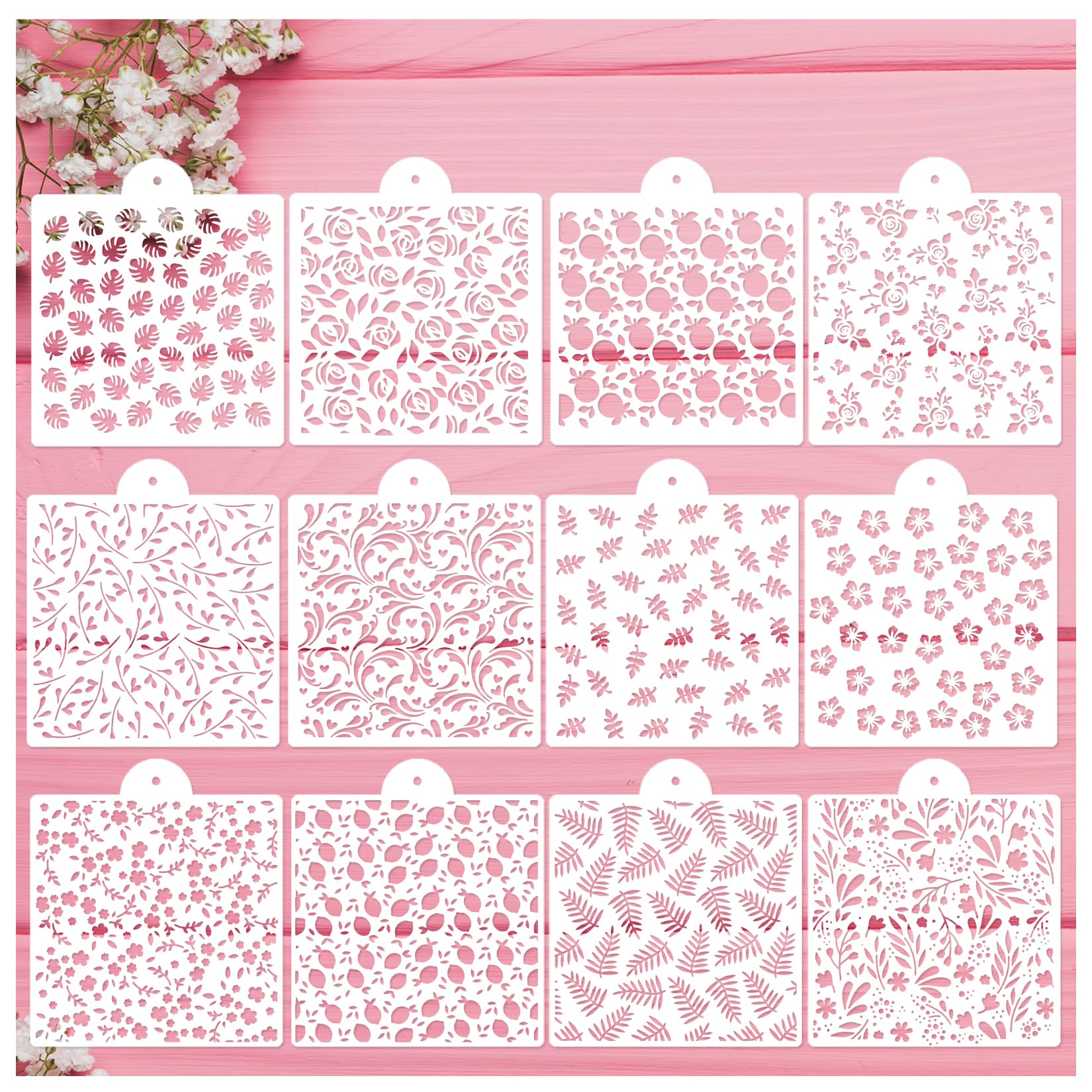 Cookie Stencils for Baking Royal Icing Leaf Stencil Airbrush Flower Hibiscus Vine Rose Stencil Templates for Cake Stencils Decorating Buttercream (Leaf Cookie)