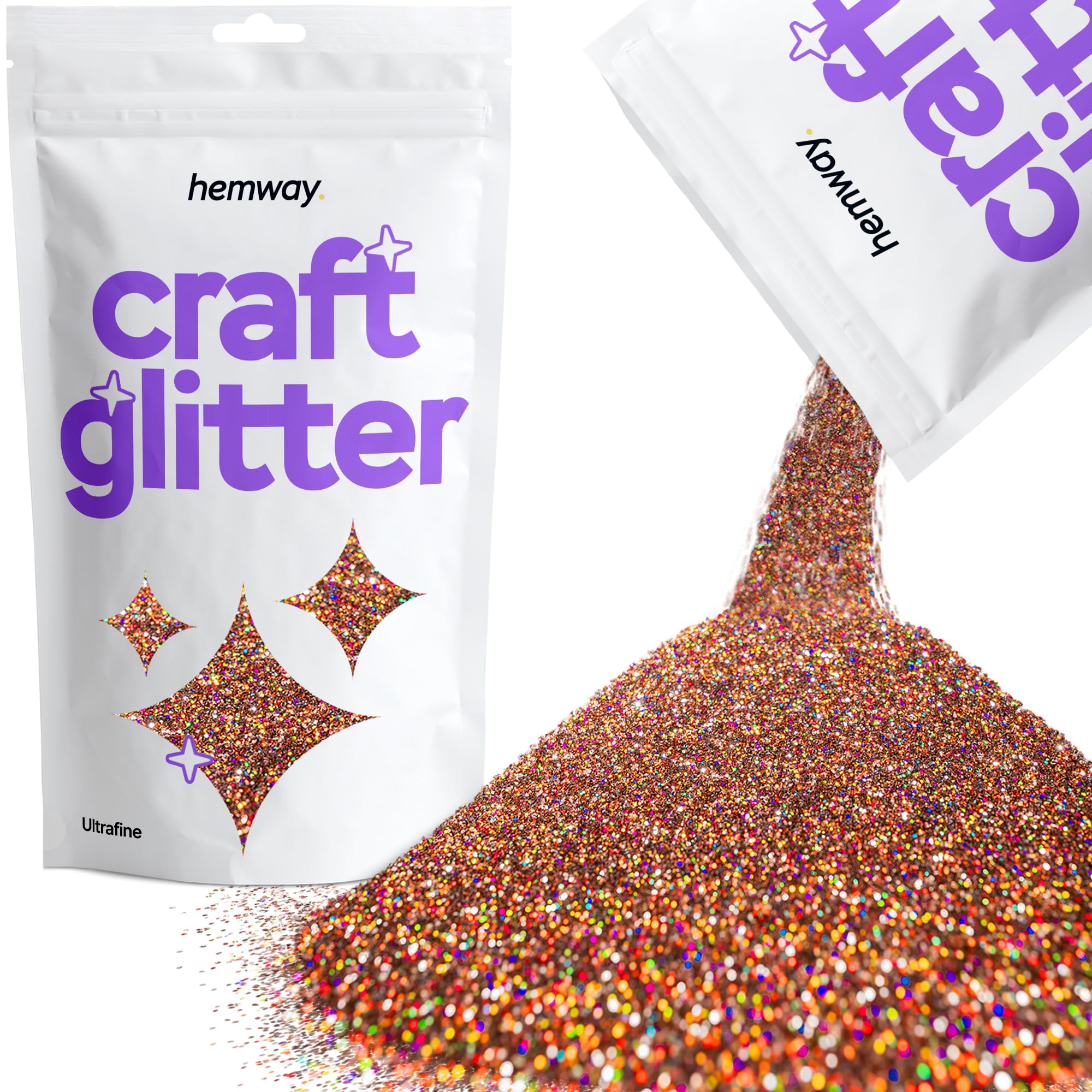 Hemway Craft Glitter Bronze Brown Holographic 100g Ultrafine Glitter for Crafts, Resin, Cosmetic, Nail, Face, Body, Festival, Tumblers, Art, Candle, Crafting