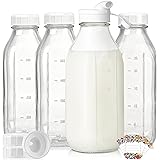 Liter Glass Milk Bottles w Scale, 100% Airtight