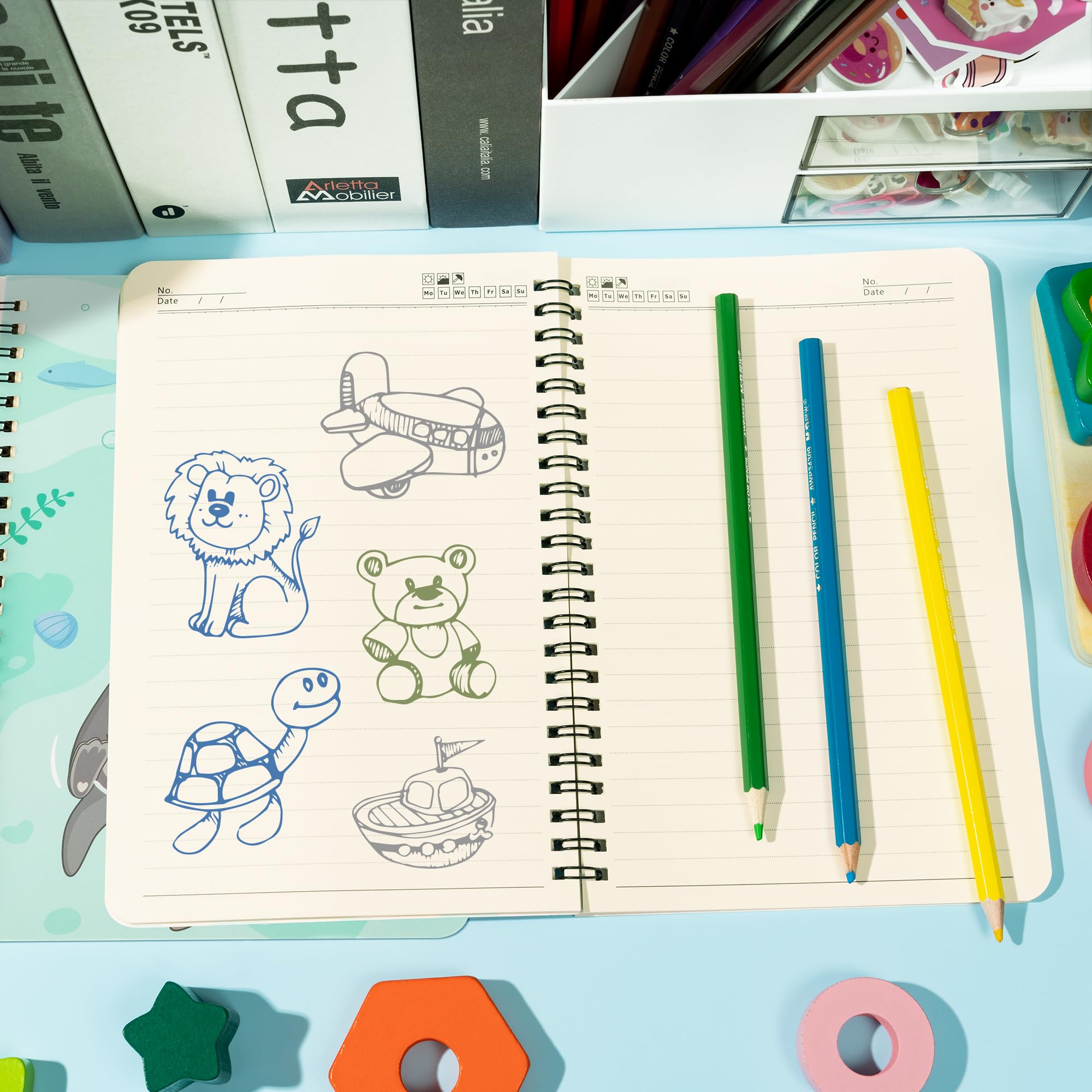 L1rabe 2 A5 Otter Spiral Notebooks Christmas Gift Cute Funny Otter College Ruled Hardcover Notepads Exercise Books Travel Journal Diary for Students Teachers Kids Teens Winter Birthday New Year Gifts