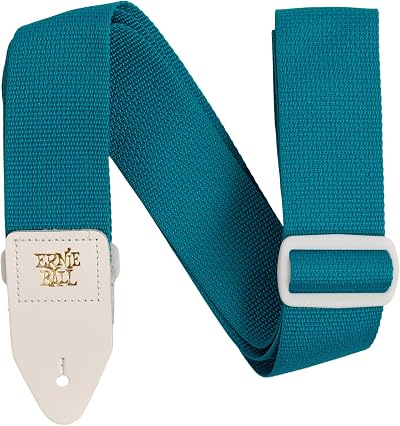 Ernie Ball Teal and White Polypro Guitar Strap 2 inch Width 41 to 72 inches