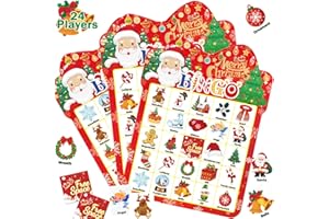 AOLIUP Christmas Bingo Game for Kids - 24 Players Holiday Bingo Cards Adults Large Groups Christmas Games for Family Activities Classroom Xmas Party Gifts Supplies