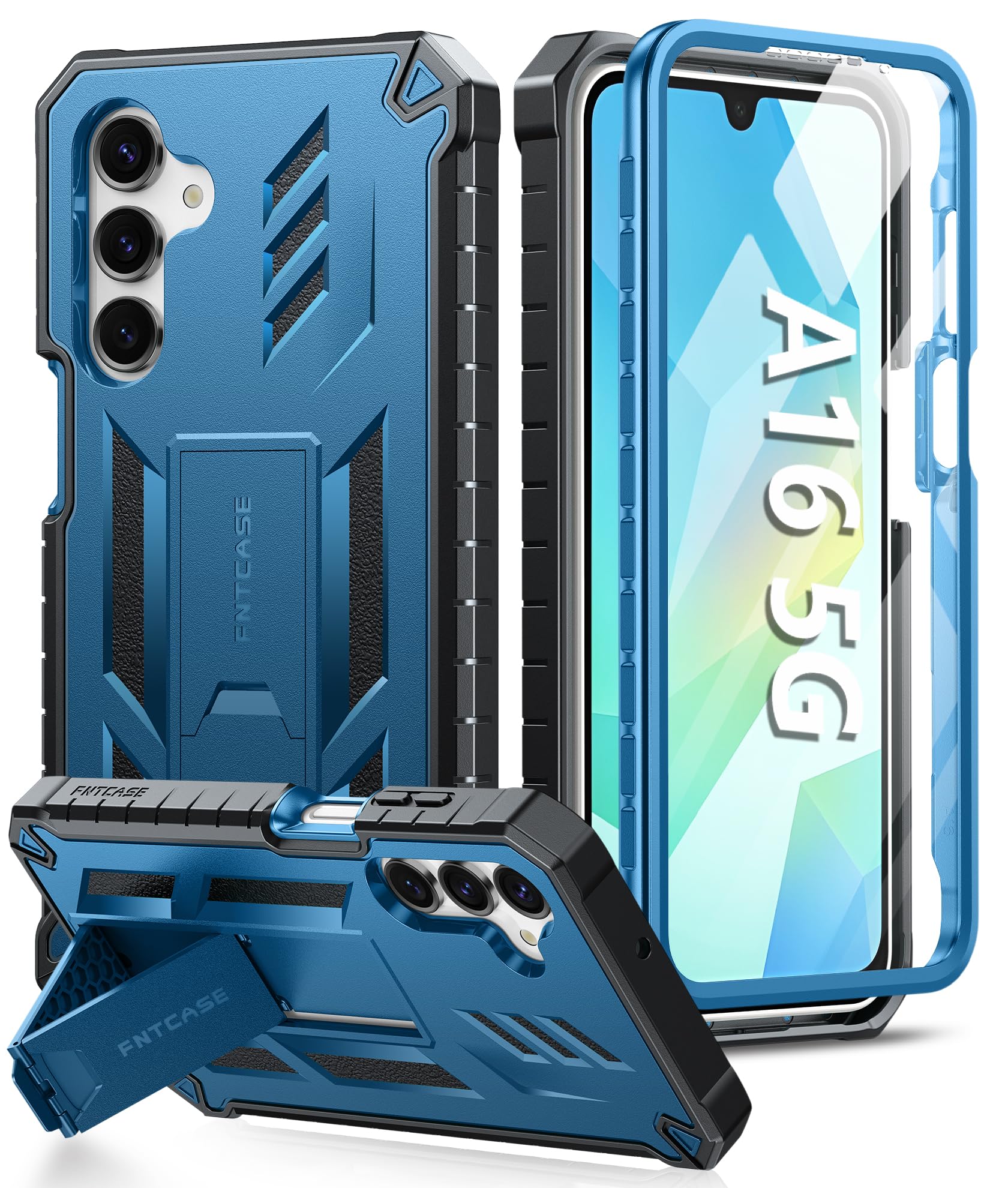 Photo 1 of FNTCASE for Samsung Galaxy A16-5G Case: Military Grade Drop Proof Protection Mobile Cover with Kickstand | Matte Textured Rugged Shockproof TPU | Protective Sturdy Phone Case(Blue)
