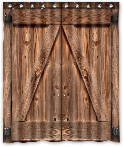 Amazon Com Fmshpon Cortina De Ducha De Doble Puerta De Madera Impermeable Para Bano Tamano 59 8 X 71 7 In Home Kitchen