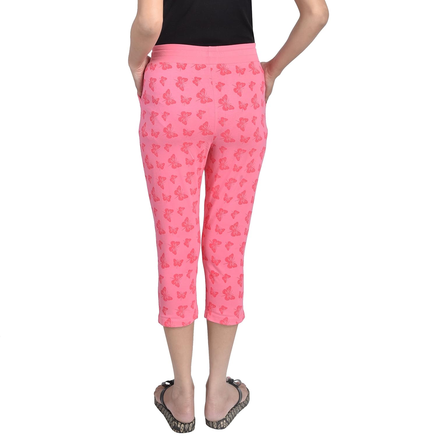 a9- women cotton printed pink capris