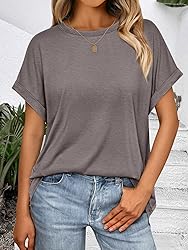 AUTOMET Womens Summer Tops Oversized Short Sleeve