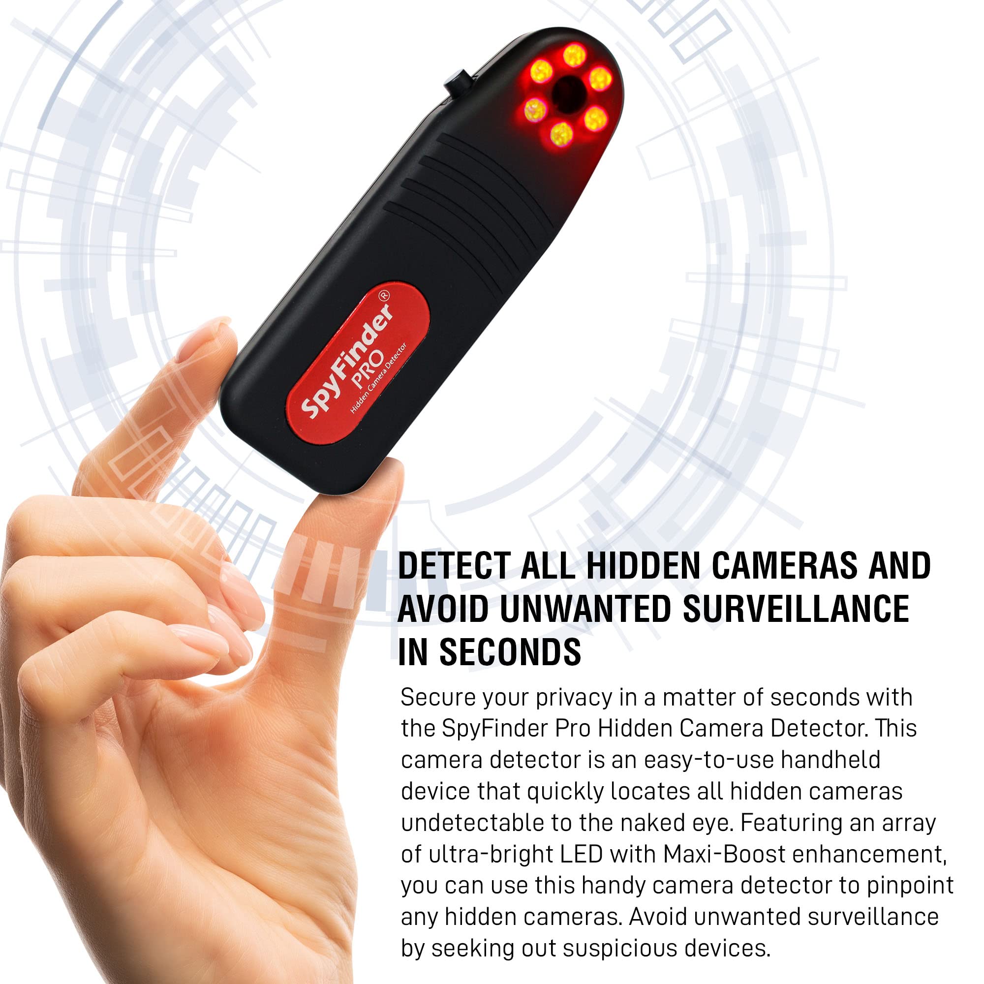 SPYFINDER PRO Portable Hidden Camera Detector and Anti-Spy Scanner - Detects Covert Video Devices and Tracking Cameras