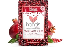 ToGoSpa Hydrating & Moisturizing Hand Mask, Collagen Gel Hand Spa Treatment for Dry Hands, Softens and Heals (Pomegranate + Aloe)