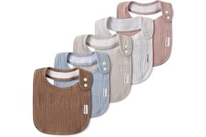EGMAO BABY Muslin Bibs for Baby Boys Girls,Organic Muslin Baby Bib for Drooling and Teething,Soft Bandana Drool Bibs 5 Pack