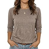 rosemia Womens Shirt 3/4 Sleeve Tops Crew Neck Spring Loose Casual Tshirts Basic Fall Tunic Tops