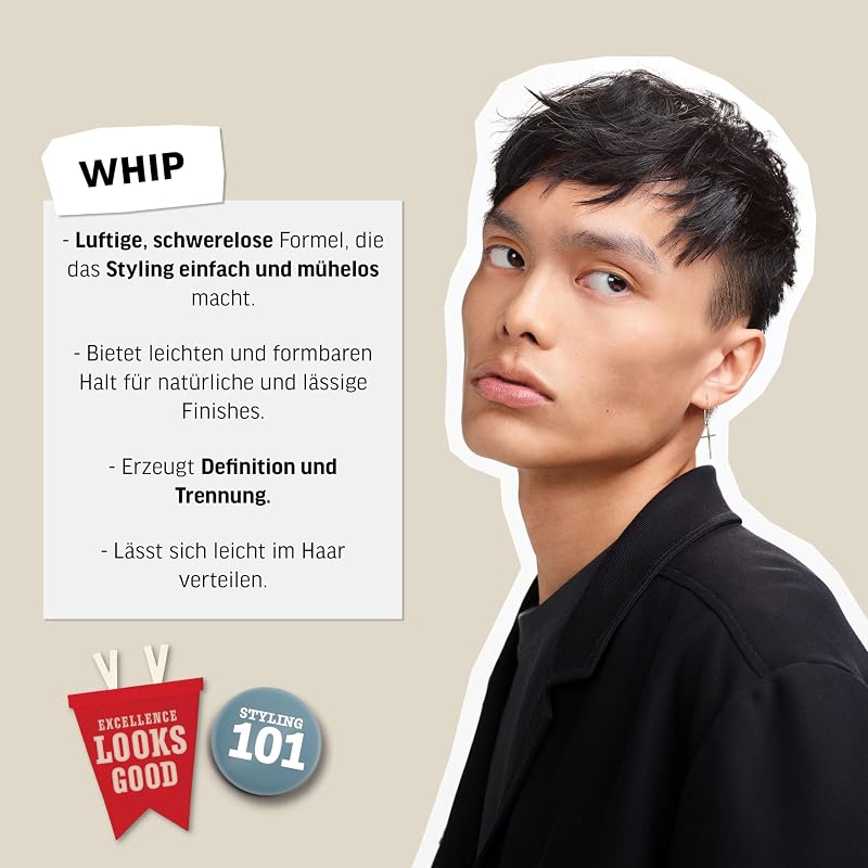 – Whip, 85 g, eine luftig-leichte Stylingcreme, Haarprodukt mit leichtem und formbaren Halt, Stylingprodukt für trendige Styles & Finish mit natürlichem Glanz