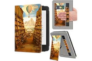 VORI Stand Case for 7"/6.8" Kindle Paperwhite (12th/11th Generation-2024/2021) and Kindle Colorsoft Signature Edition, PU Leather Case Smart Protective Cover with Auto-Wake/Sleep, Library