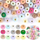 Supkiir 300Pcs Fluffy Pom Pom Beads, 15 Colors Faux Fur Pom Poms for Crafts, Bead for Beadable Pens Soft Fluffy Beads for DIY Jewelry Keychain Making and Handicrafts Accessories