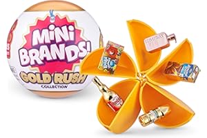 5 Surprise Mini Brands Gold Rush by ZURU Limited Edition Mystery Real Miniature Brands Collectible Toy Capsule, Small Toy for Kids, Girls, Teens, Adults