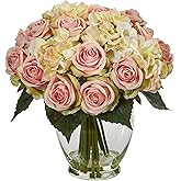 Nearly Natural Rose and Hydrangea Bouquet Artificial Arrangement