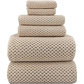YTYC Towels, 39x78 Inch Oversized Bath Sheets for Adults Luxury Extra Large Bath Towels Sets of 6 Super Soft Shower Towels for Bathroom Microfiber 80% Polyester (Beige,6 Piece)