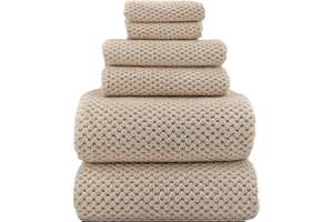 YTYC Towels,39x78 Inch Oversized Bath Sheets Towels for Adults Luxury Bath Towels Extra Large Sets for Bathroom Super Soft Highly Absorbent Microfiber Shower Towels 80% Polyester (Beige,6 Piece)