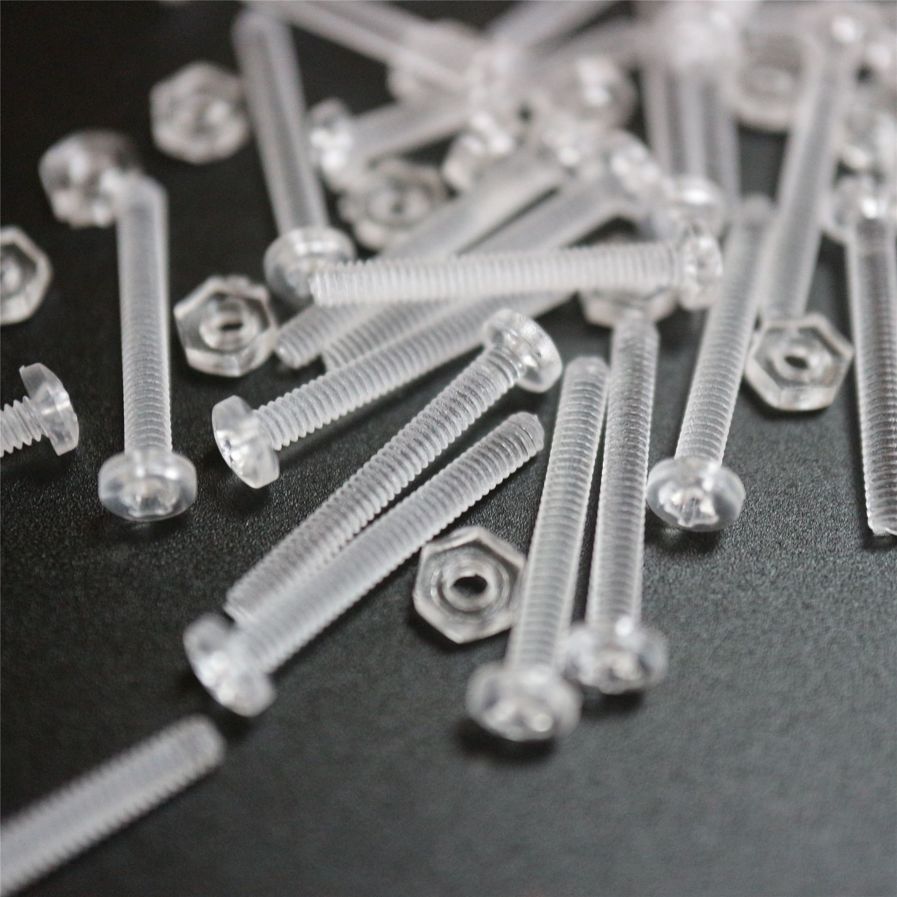 Pack of 50 Transparent Clear Plastic, Pan Head, M2 x 16mm Nuts & Bolts -Acrylic Plastic Screws
