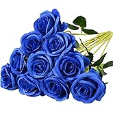 10 Pcs Blue Rose Artificial Flower, Faux Silk Flowers With Long Stems, Fake Roses Bulk Bouquet for Decoration Valentine's Day Centerpieces Proposal Bridal Bouquets Shower Party Home Floral Decor