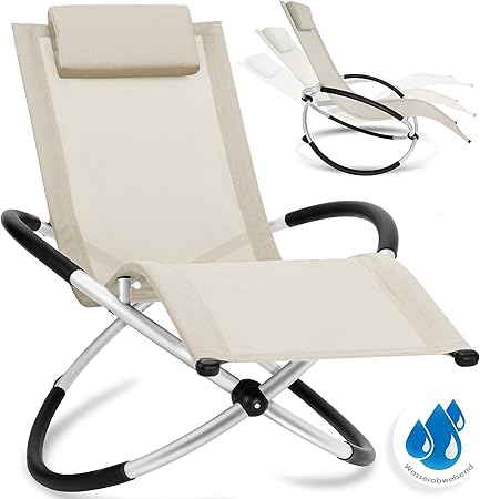 Amazon De Kesser Relaxliege Liegestuhl Gartenliege Sonnenliege Gartenstuhl Klappstuhl Faltbar Schwungliege Schaukelsessel Ergonomische Relaxsessel Wetterfest 180 Kg Belastung Beige