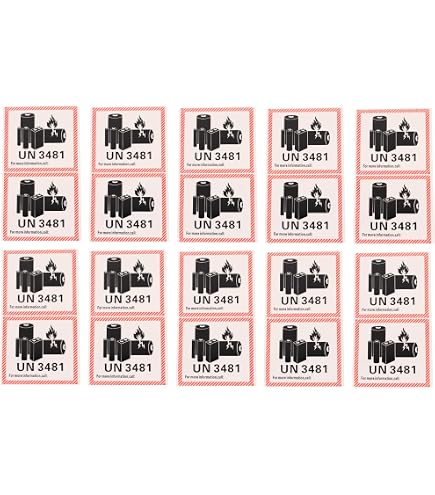 Electromaniacs UN3480 Warnaufkleber Für Lithium-Ionen-Akkus – 11,9x10,9 Cm, 50 Stück