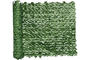 COMTELEK Artificial Ivy Privacy Fence 118x39.4in Grass Wall Screen Fake Vines Balcony Fence Privacy Screen Cover, Faux Ivy Leaf Hedge Panels Wall Decoration